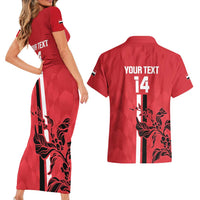 Custom Yemen Football Couples Matching Short Sleeve Bodycon Dress and Hawaiian Shirt Come On Al-Yaman as-Sa'eed