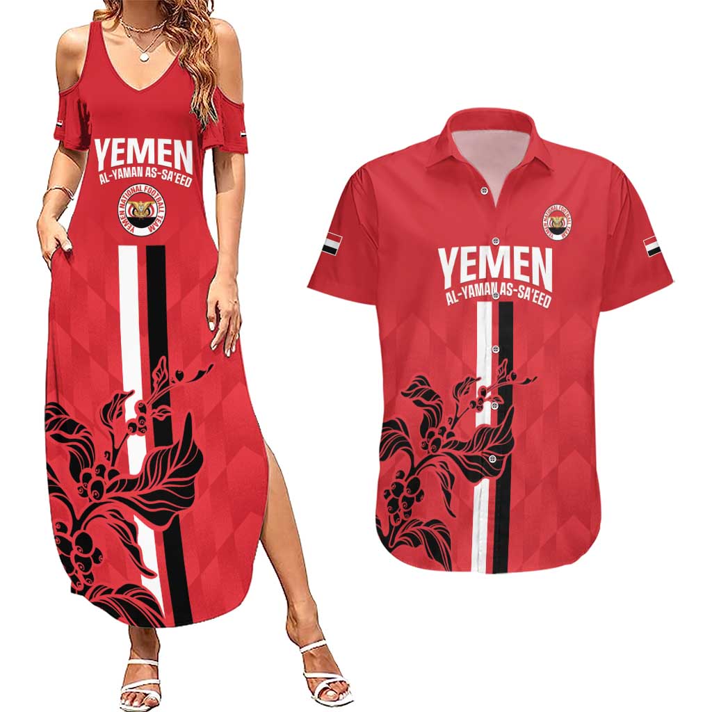 Custom Yemen Football Couples Matching Summer Maxi Dress and Hawaiian Shirt Come On Al-Yaman as-Sa'eed