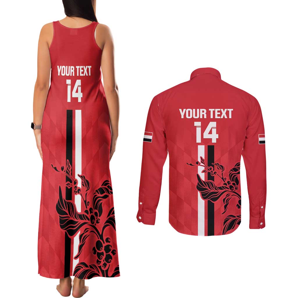 Custom Yemen Football Couples Matching Tank Maxi Dress and Long Sleeve Button Shirt Come On Al-Yaman as-Sa'eed