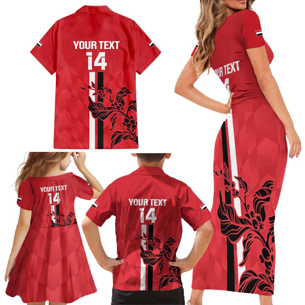 Custom Yemen Football Family Matching Short Sleeve Bodycon Dress and Hawaiian Shirt Come On Al-Yaman as-Sa'eed