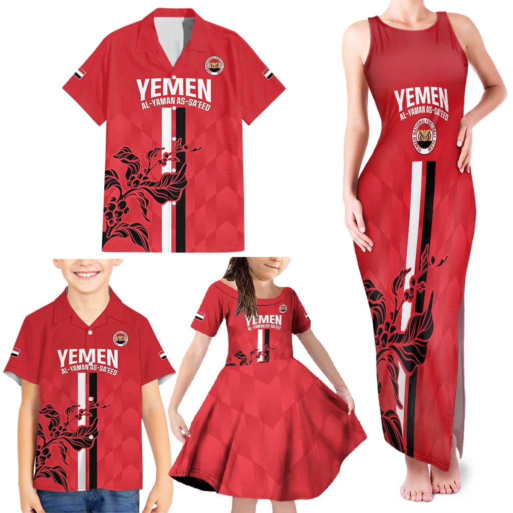 Custom Yemen Football Family Matching Tank Maxi Dress and Hawaiian Shirt Come On Al-Yaman as-Sa'eed