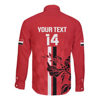 Custom Yemen Football Long Sleeve Button Shirt Come On Al-Yaman as-Sa'eed