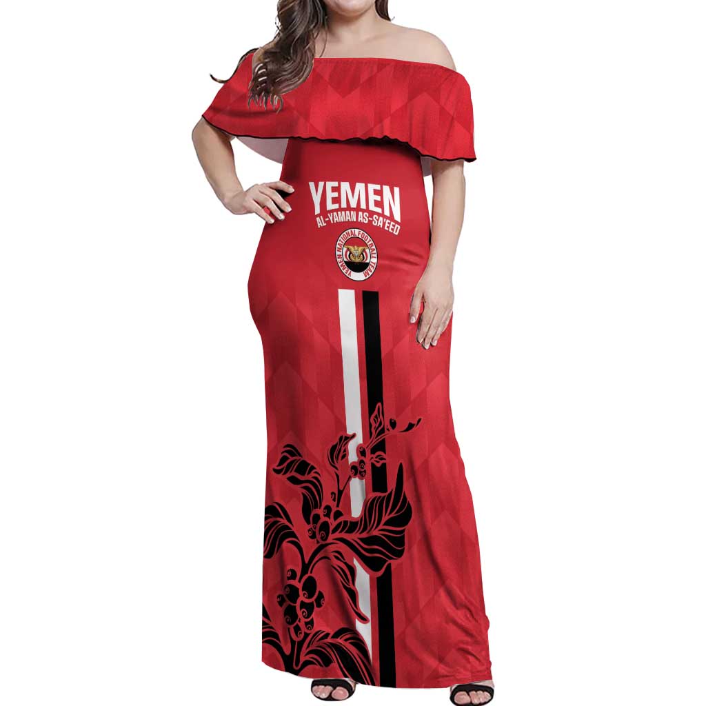 Custom Yemen Football Off Shoulder Maxi Dress Come On Al-Yaman as-Sa'eed