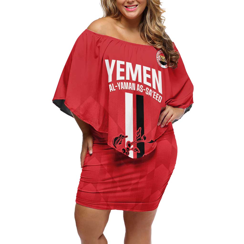 Custom Yemen Football Off Shoulder Short Dress Come On Al-Yaman as-Sa'eed