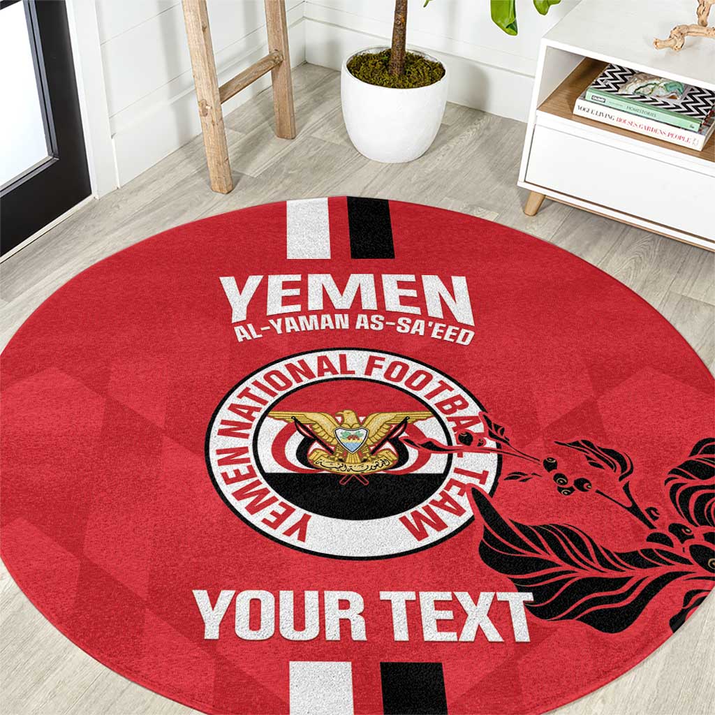 Custom Yemen Football Round Carpet Come On Al-Yaman as-Sa'eed