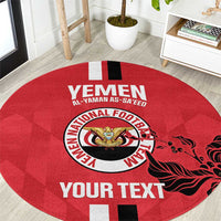 Custom Yemen Football Round Carpet Come On Al-Yaman as-Sa'eed