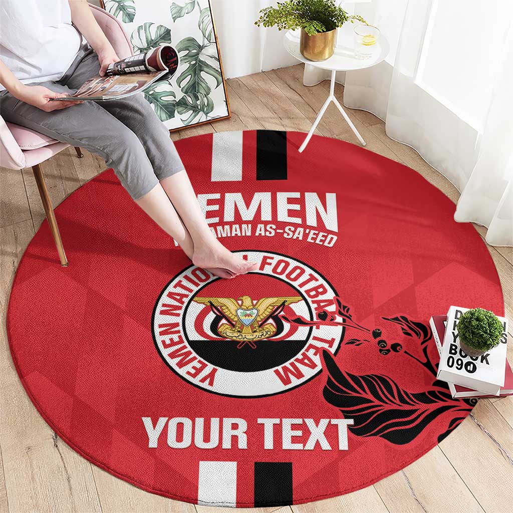 Custom Yemen Football Round Carpet Come On Al-Yaman as-Sa'eed