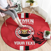 Custom Yemen Football Round Carpet Come On Al-Yaman as-Sa'eed