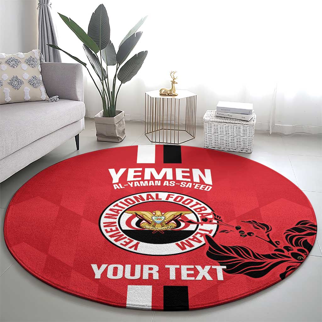 Custom Yemen Football Round Carpet Come On Al-Yaman as-Sa'eed