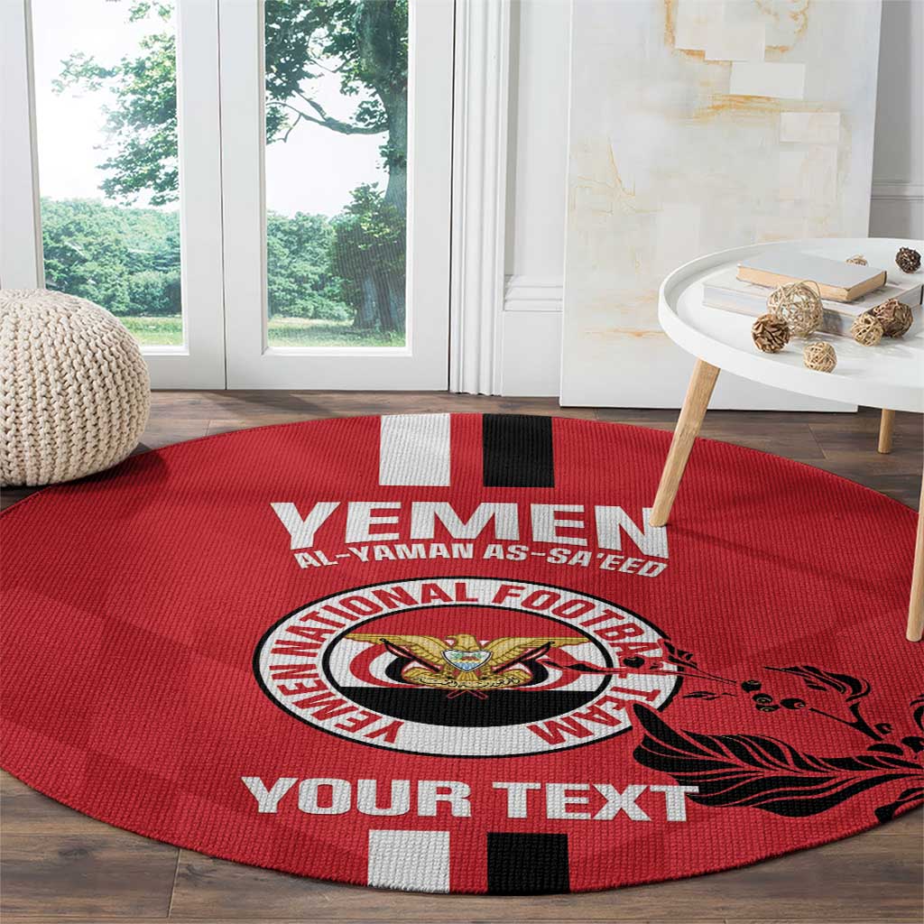 Custom Yemen Football Round Carpet Come On Al-Yaman as-Sa'eed