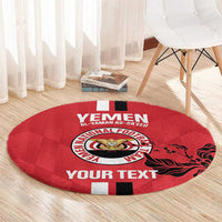 Custom Yemen Football Round Carpet Come On Al-Yaman as-Sa'eed