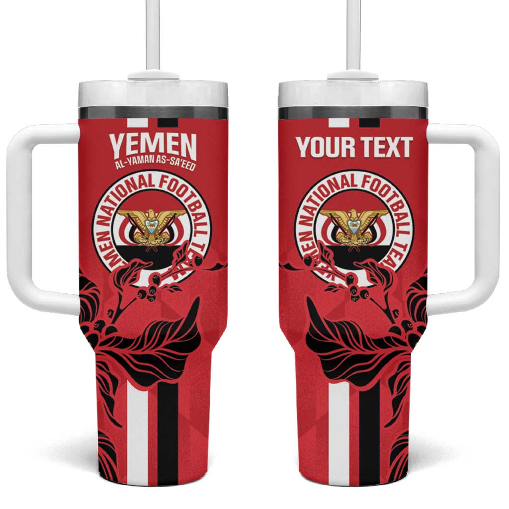 Custom Yemen Football Tumbler With Handle Come On Al-Yaman as-Sa'eed