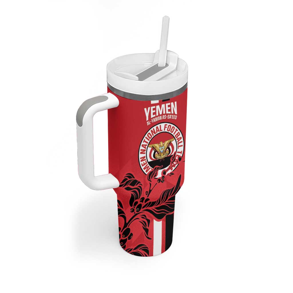 Custom Yemen Football Tumbler With Handle Come On Al-Yaman as-Sa'eed