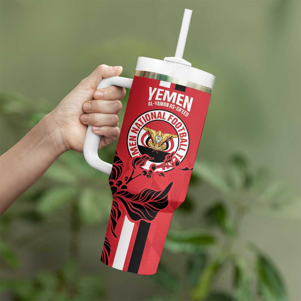 Custom Yemen Football Tumbler With Handle Come On Al-Yaman as-Sa'eed