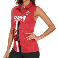 Custom Yemen Football Women Sleeveless Polo Shirt Come On Al-Yaman as-Sa'eed