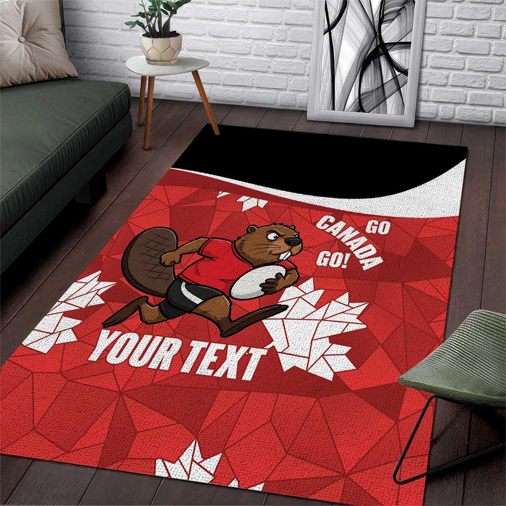 Canada Rugby Custom Area Rug Beaver Mascot Go Canadian