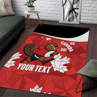 Canada Rugby Custom Area Rug Beaver Mascot Go Canadian