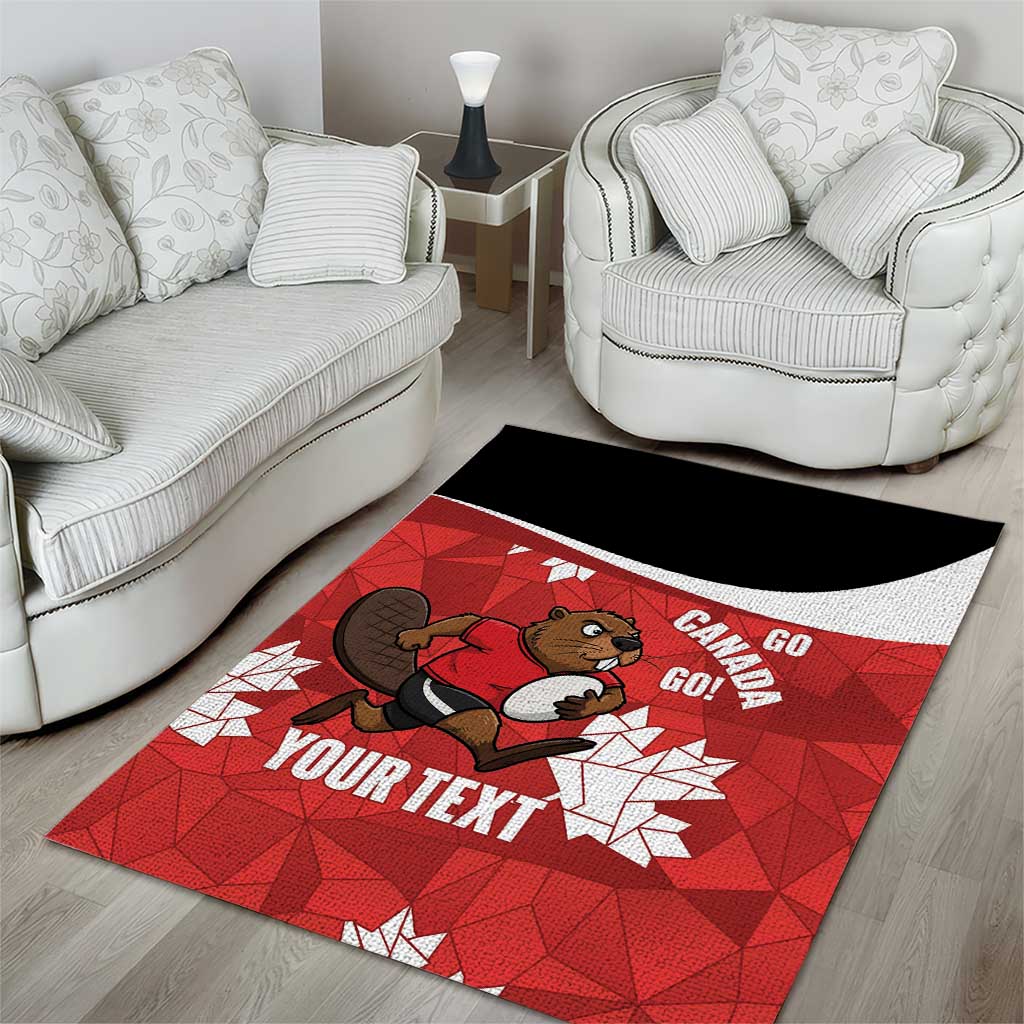 Canada Rugby Custom Area Rug Beaver Mascot Go Canadian
