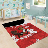 Canada Rugby Custom Area Rug Beaver Mascot Go Canadian