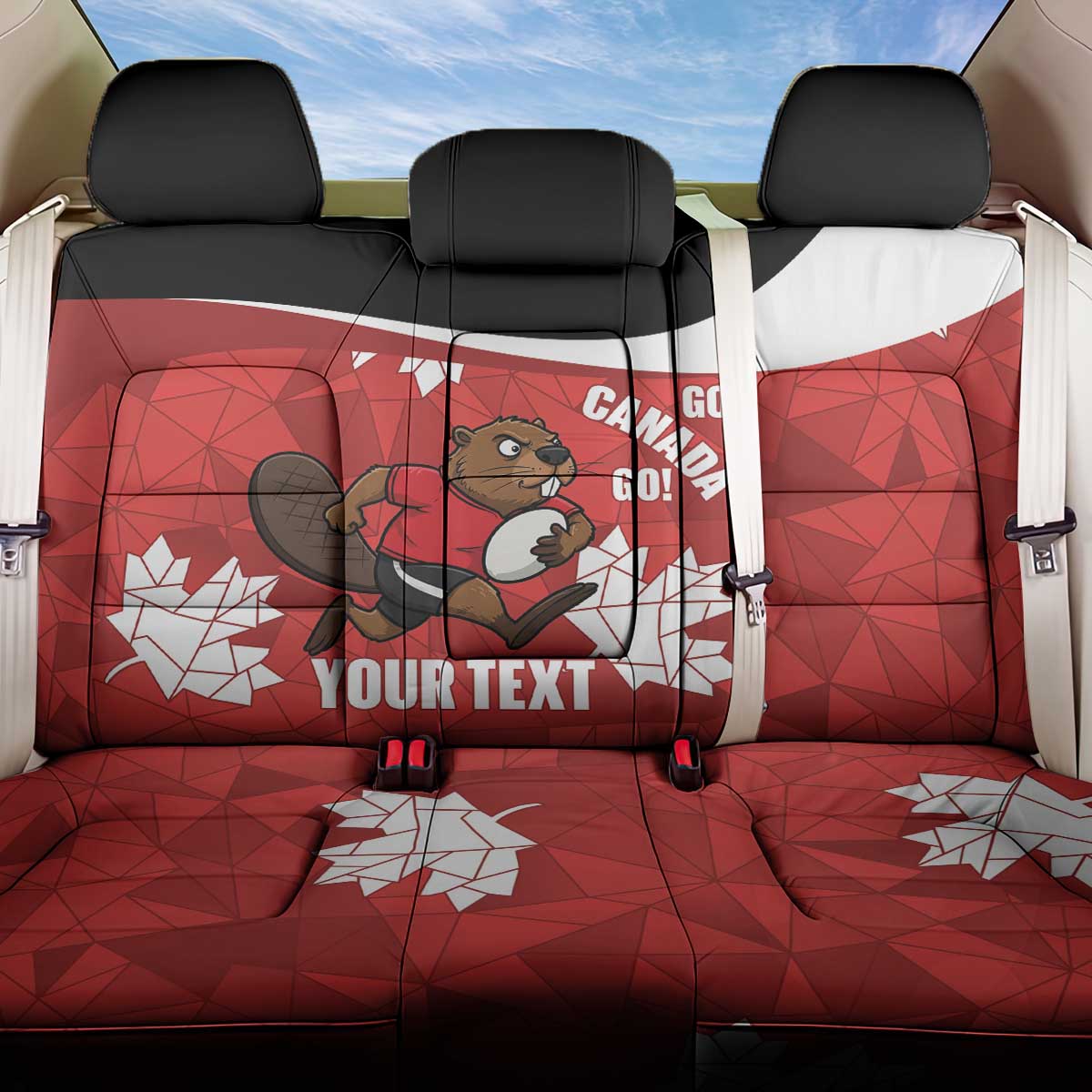 Canada Rugby Custom Back Car Seat Cover Beaver Mascot Go Canadian
