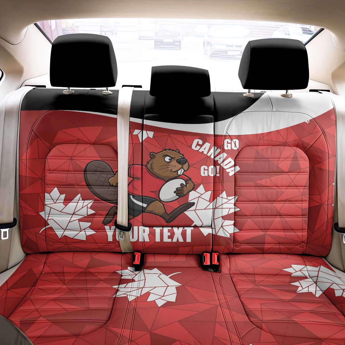 Canada Rugby Custom Back Car Seat Cover Beaver Mascot Go Canadian