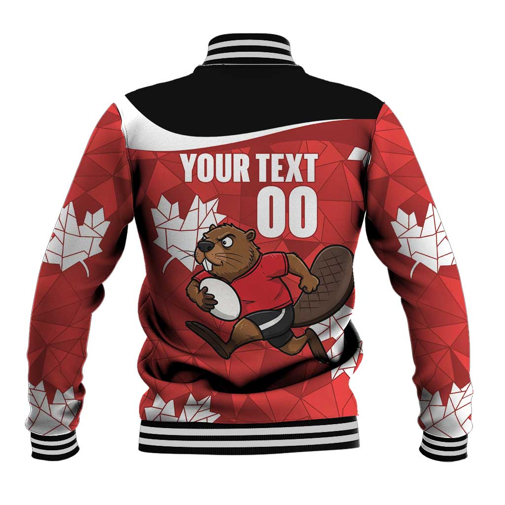 Canada Rugby Custom Baseball Jacket Beaver Mascot Go Canadian
