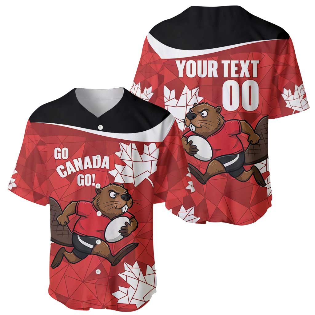 Canada Rugby Custom Baseball Jersey Beaver Mascot Go Canadian
