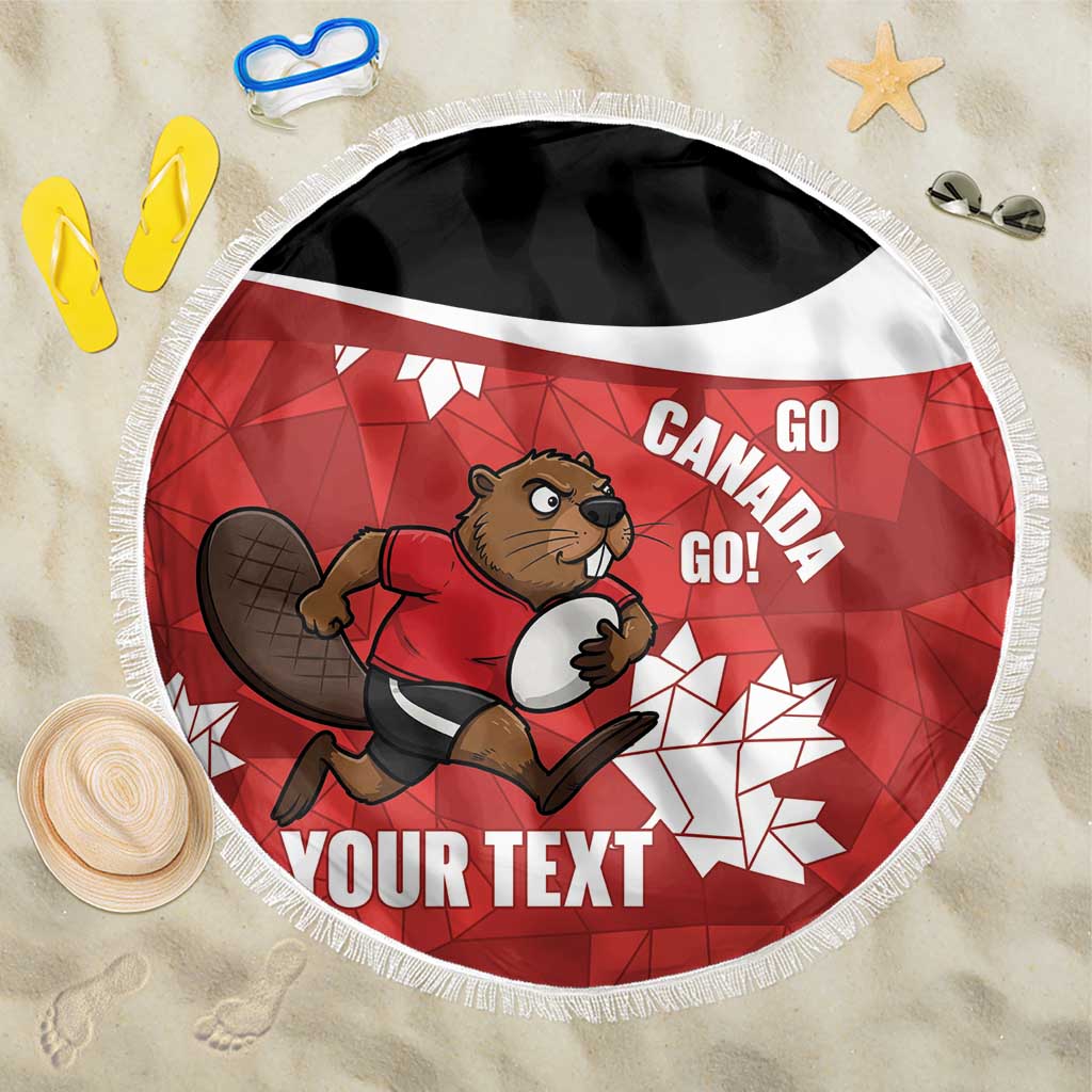 Canada Rugby Custom Beach Blanket Beaver Mascot Go Canadian