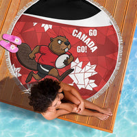 Canada Rugby Custom Beach Blanket Beaver Mascot Go Canadian