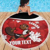Canada Rugby Custom Beach Blanket Beaver Mascot Go Canadian