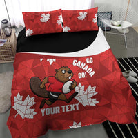 Canada Rugby Custom Bedding Set Beaver Mascot Go Canadian