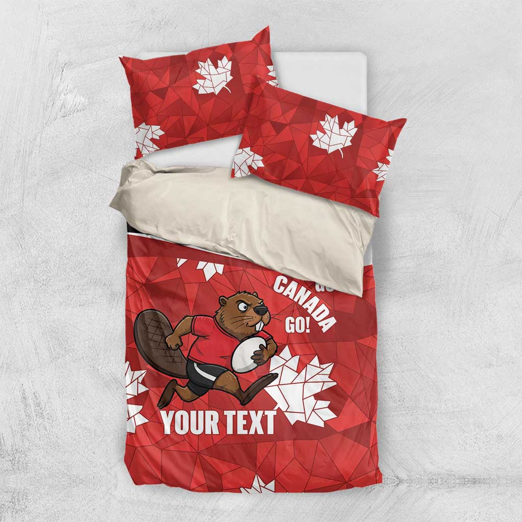 Canada Rugby Custom Bedding Set Beaver Mascot Go Canadian