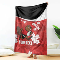 Canada Rugby Custom Blanket Beaver Mascot Go Canadian