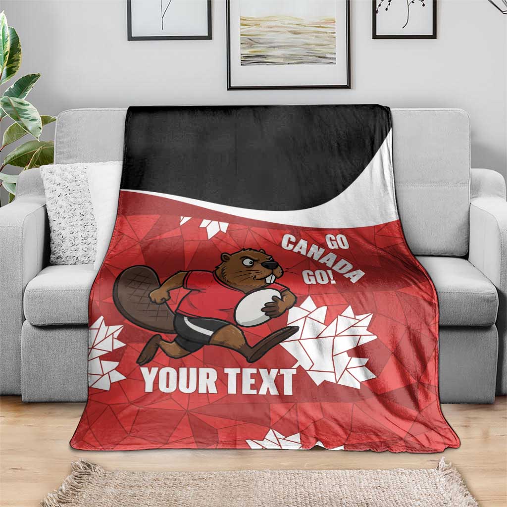 Canada Rugby Custom Blanket Beaver Mascot Go Canadian