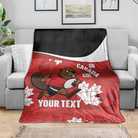 Canada Rugby Custom Blanket Beaver Mascot Go Canadian
