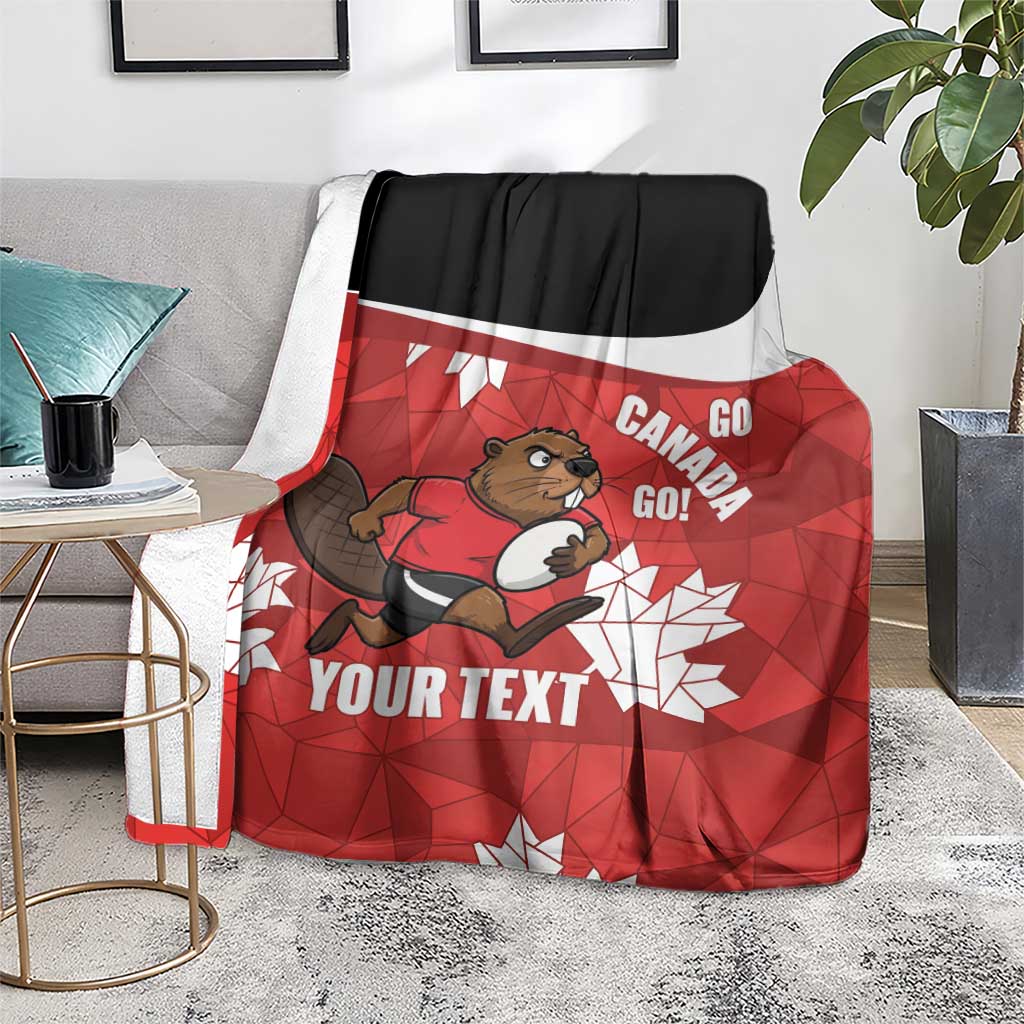 Canada Rugby Custom Blanket Beaver Mascot Go Canadian