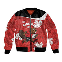 Canada Rugby Custom Bomber Jacket Beaver Mascot Go Canadian