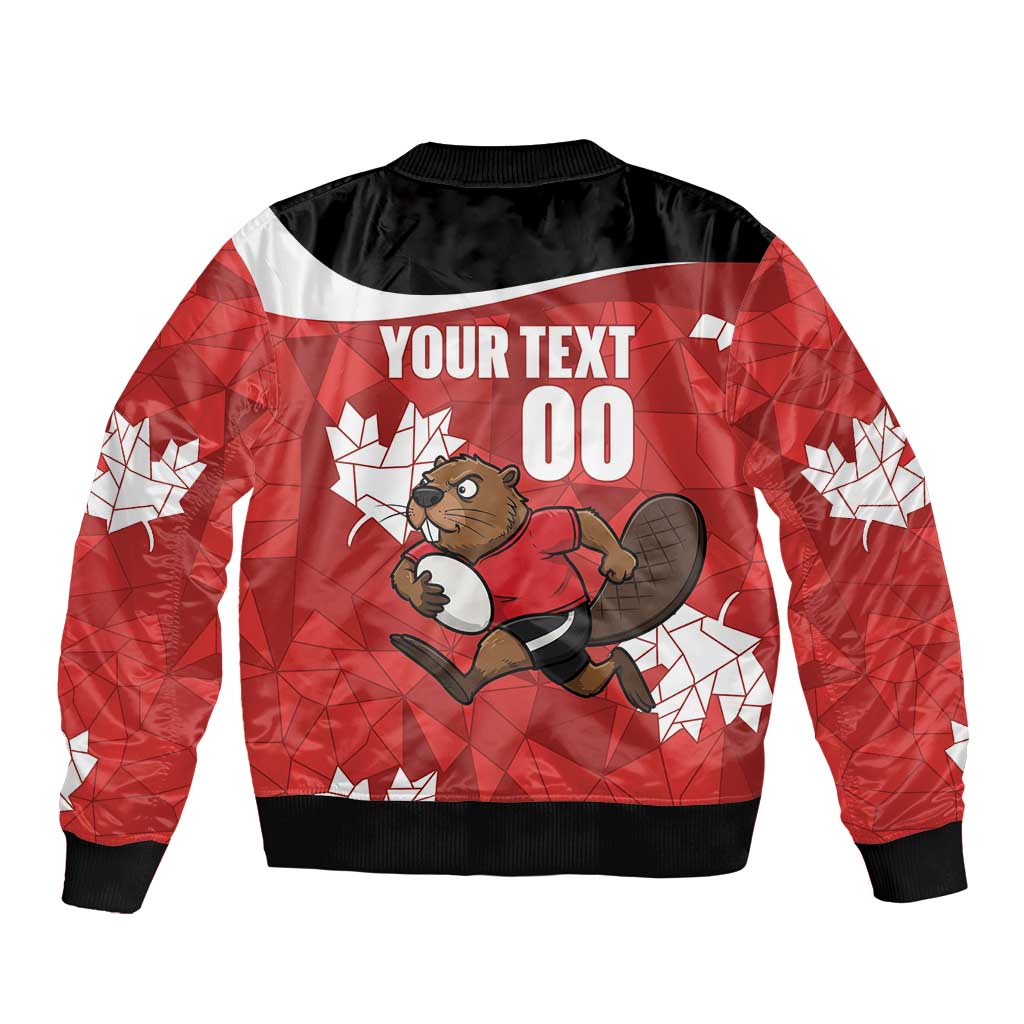 Canada Rugby Custom Bomber Jacket Beaver Mascot Go Canadian