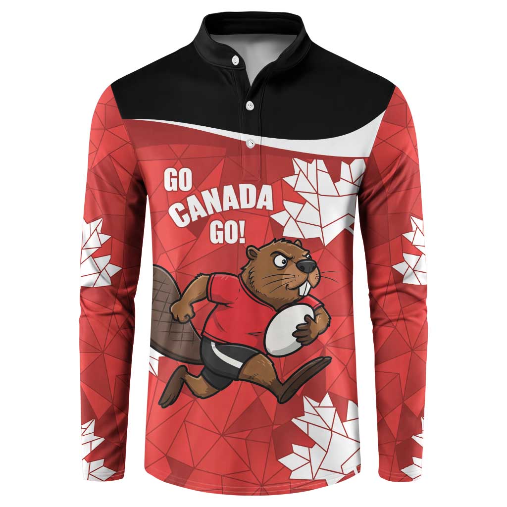 Canada Rugby Custom Button Sweatshirt Beaver Mascot Go Canadian