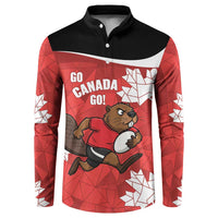Canada Rugby Custom Button Sweatshirt Beaver Mascot Go Canadian