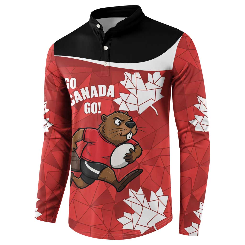Canada Rugby Custom Button Sweatshirt Beaver Mascot Go Canadian