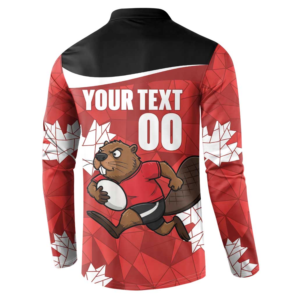 Canada Rugby Custom Button Sweatshirt Beaver Mascot Go Canadian