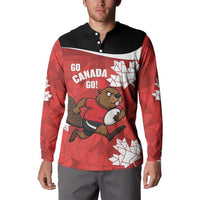 Canada Rugby Custom Button Sweatshirt Beaver Mascot Go Canadian