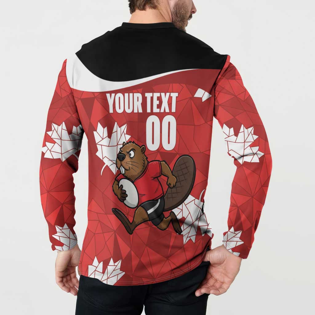 Canada Rugby Custom Button Sweatshirt Beaver Mascot Go Canadian