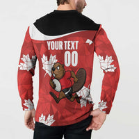 Canada Rugby Custom Button Sweatshirt Beaver Mascot Go Canadian