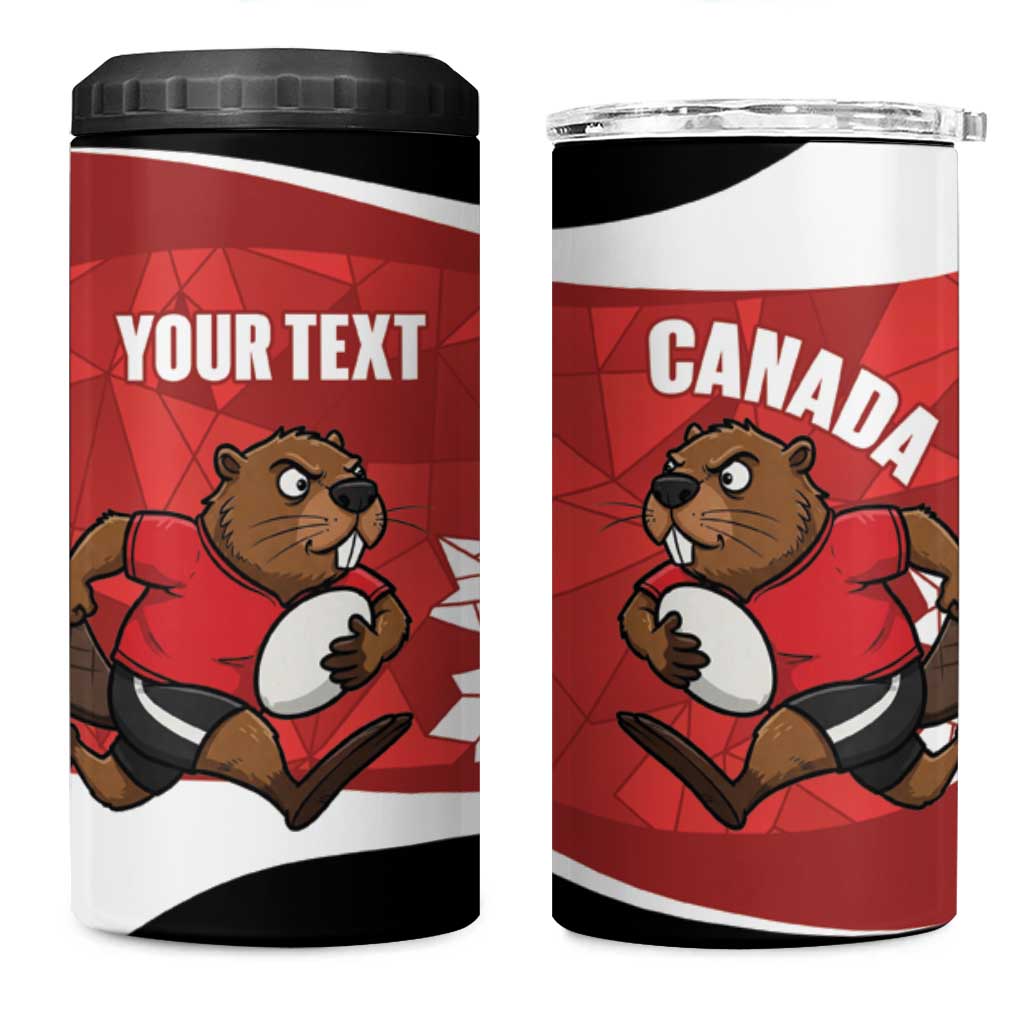 Canada Rugby Custom 4 in 1 Can Cooler Tumbler Beaver Mascot Go Canadian