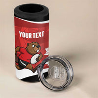 Canada Rugby Custom 4 in 1 Can Cooler Tumbler Beaver Mascot Go Canadian