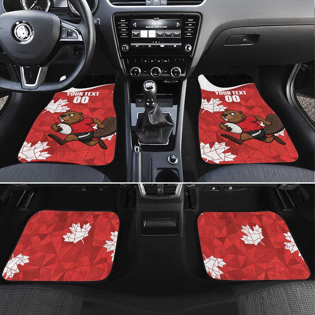 Canada Rugby Custom Car Mats Beaver Mascot Go Canadian