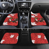 Canada Rugby Custom Car Mats Beaver Mascot Go Canadian