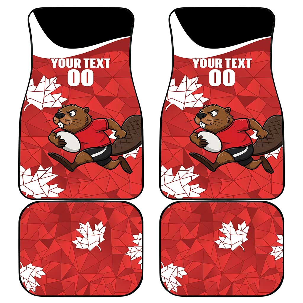 Canada Rugby Custom Car Mats Beaver Mascot Go Canadian